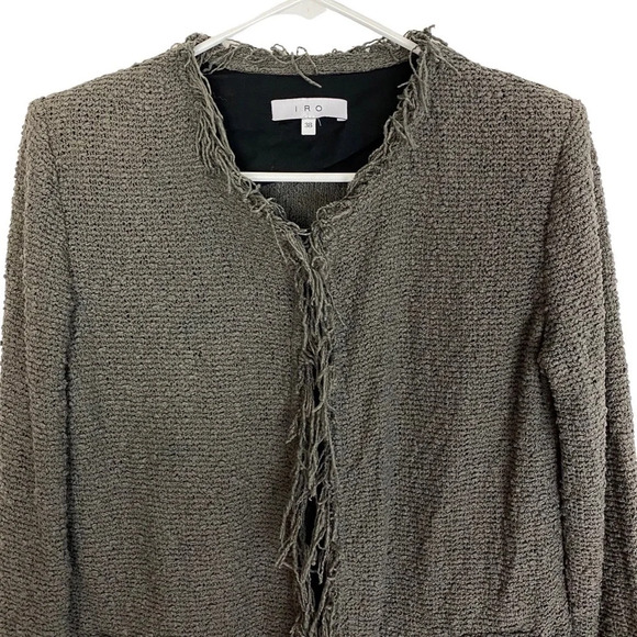 IRO Shavani Boucle Fringe Blazer Jacket Size 38 = US size 6 / Small Steel Gray - Picture 5 of 16